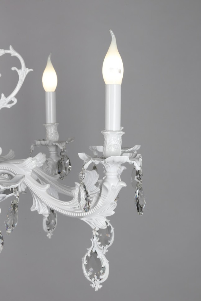 OML-74713-08 OMNILUX классическая подвесная люстра Senis, белая с хрусталем, E14*8*40W