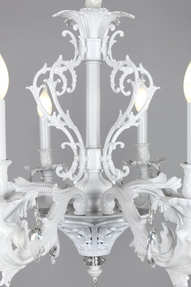 OML-74713-08 OMNILUX классическая подвесная люстра Senis, белая с хрусталем, E14*8*40W