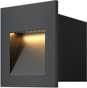 O038-L3B MAYTONI черная встраиваемая светодиодная подсветка ступеней Arca, IP65, 3W, 3000K