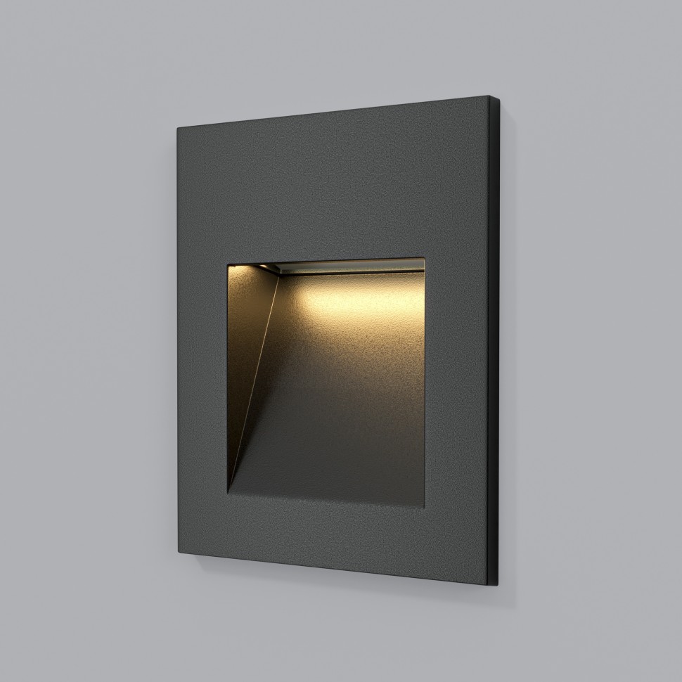 O038-L3B MAYTONI черная встраиваемая светодиодная подсветка ступеней Arca, IP65, 3W, 3000K